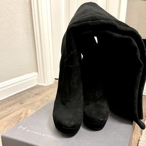 H by Halston Women’s Black Cowsuede Over the knee boot